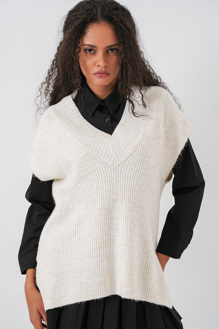 BGD Women Women's V-Neck Sweater 15925 - Ecru - Heilbronn