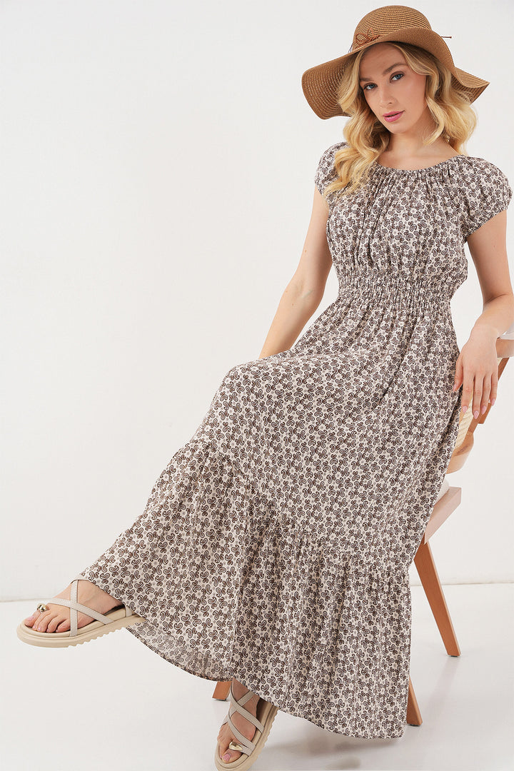 BGD Women Women's Dress with Ruched Detail 2544 - Brown - Raalte