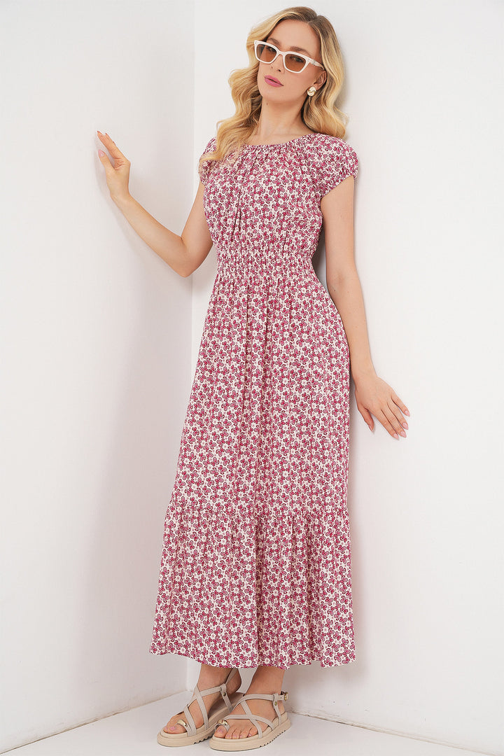 BGD Women Women's Collar Ruched Detail Dress 2544 - Red - Lyon