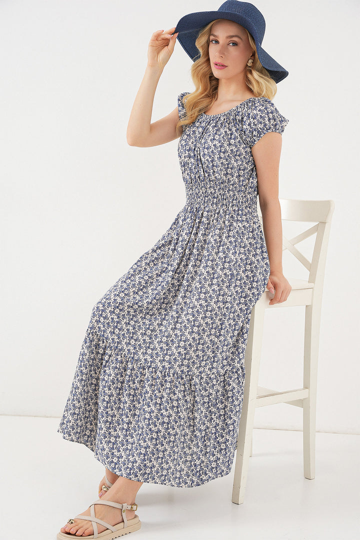 BGD Women Women's Dress with Ruched Detail 2544 - Navy Blue - Rainham