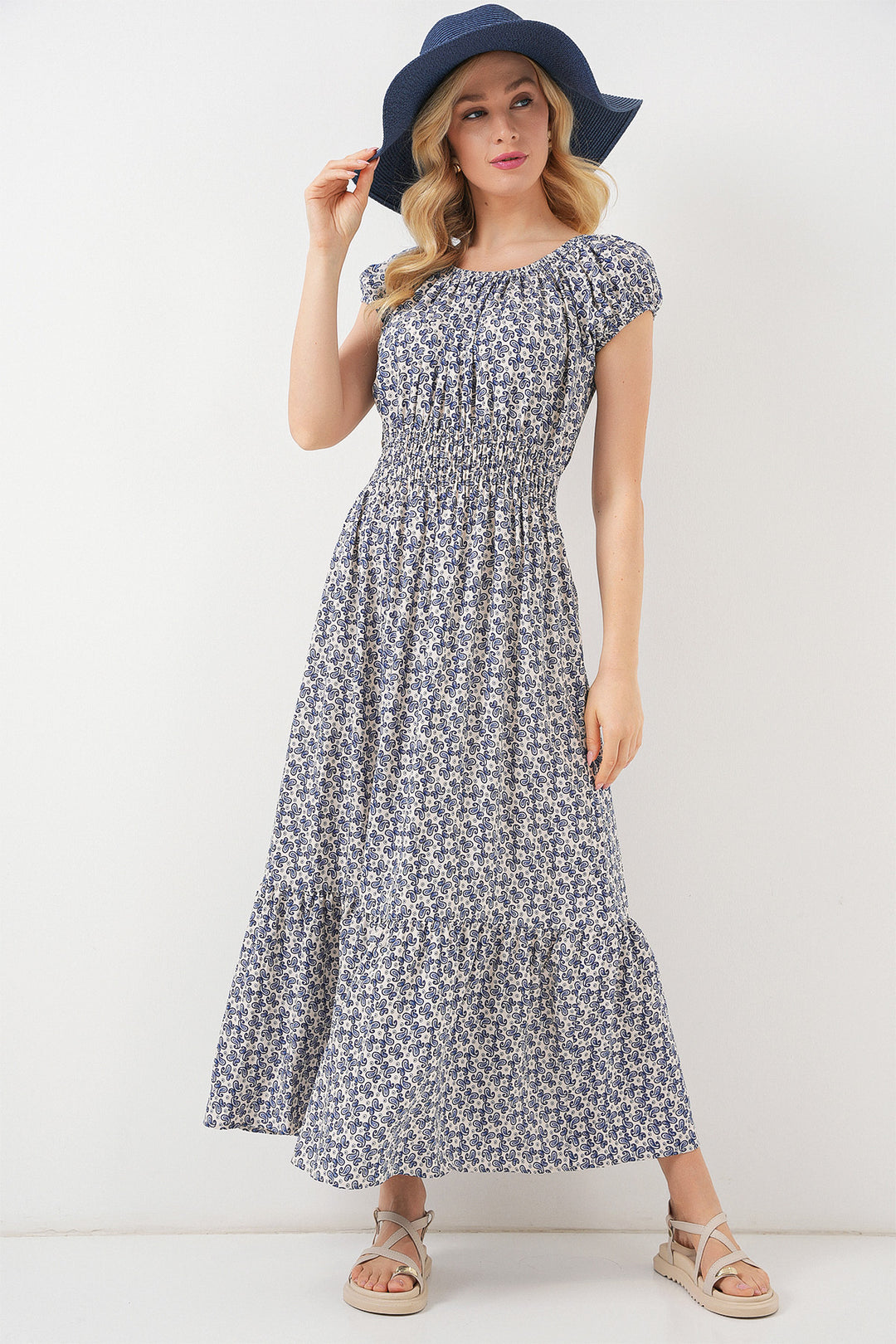 BGD Women Women's Dress with Ruched Detail 2544 - Navy Blue - Rainham