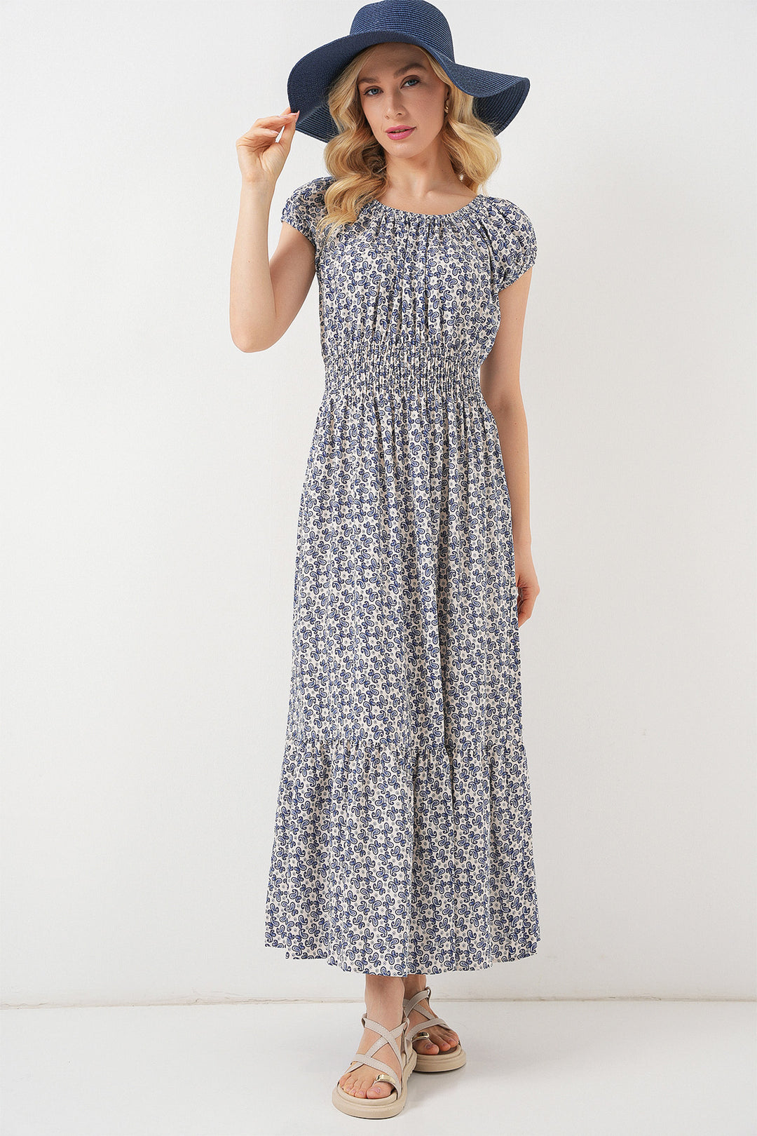 BGD Women Women's Dress with Ruched Detail 2544 - Navy Blue - Rainham