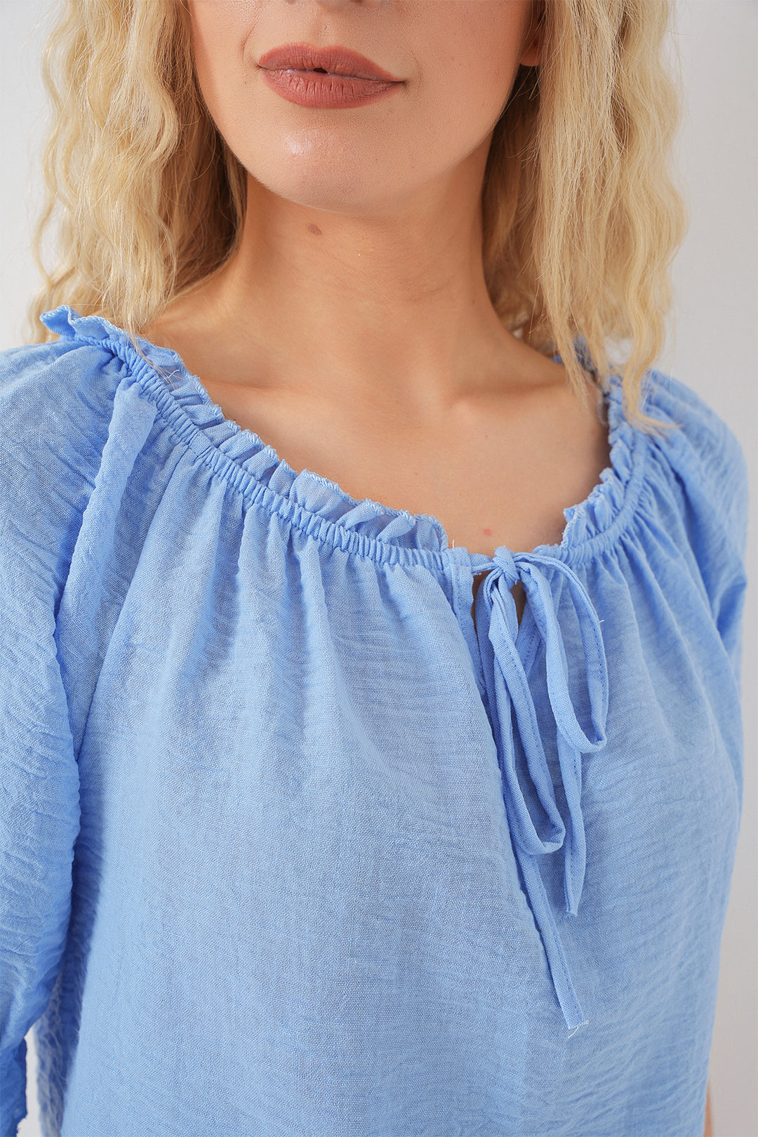 BGD Women Women's Ruffle Detail Blouse 959 - Blue - Leith