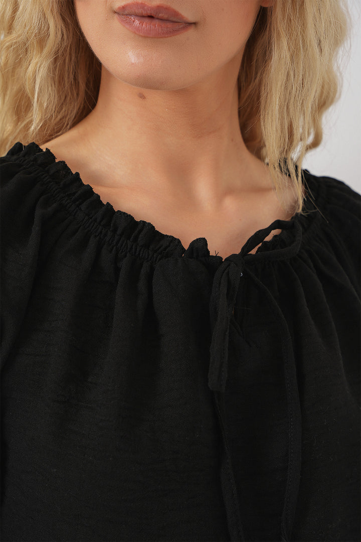 BGD Women Women's Ruffle Detail Blouse 959 - Black - Attleboro