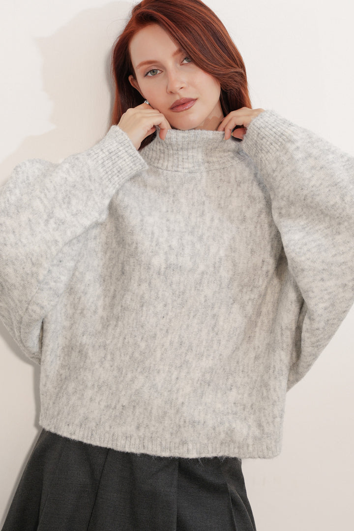BGD Women Kadın Yarasa Kol Oversize Triko Kazak 15969 - Ekru - Telford