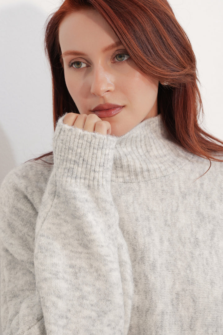 BGD Women Kadın Yarasa Kol Oversize Triko Kazak 15969 - Ekru - Telford