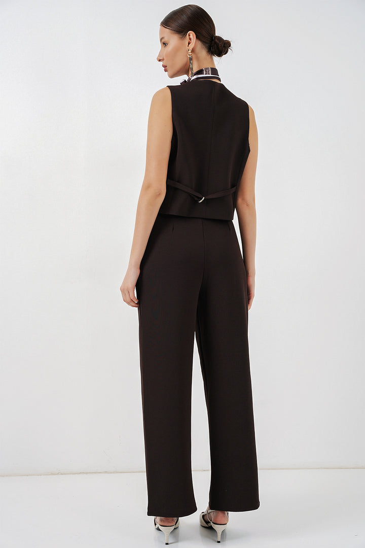 BGD Women Kadın Yelek Pantolon İkili Takım 30091 - Kahverengi - Smithtown