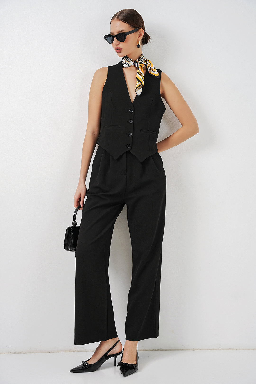 BGD Women Kadın Yelek Pantolon İkili Takım 30091 - Siyah - Portland