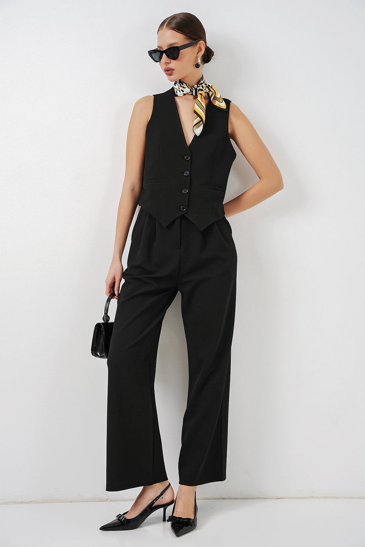 BGD Women Kadın Yelek Pantolon İkili Takım 30091 - Siyah - Portland