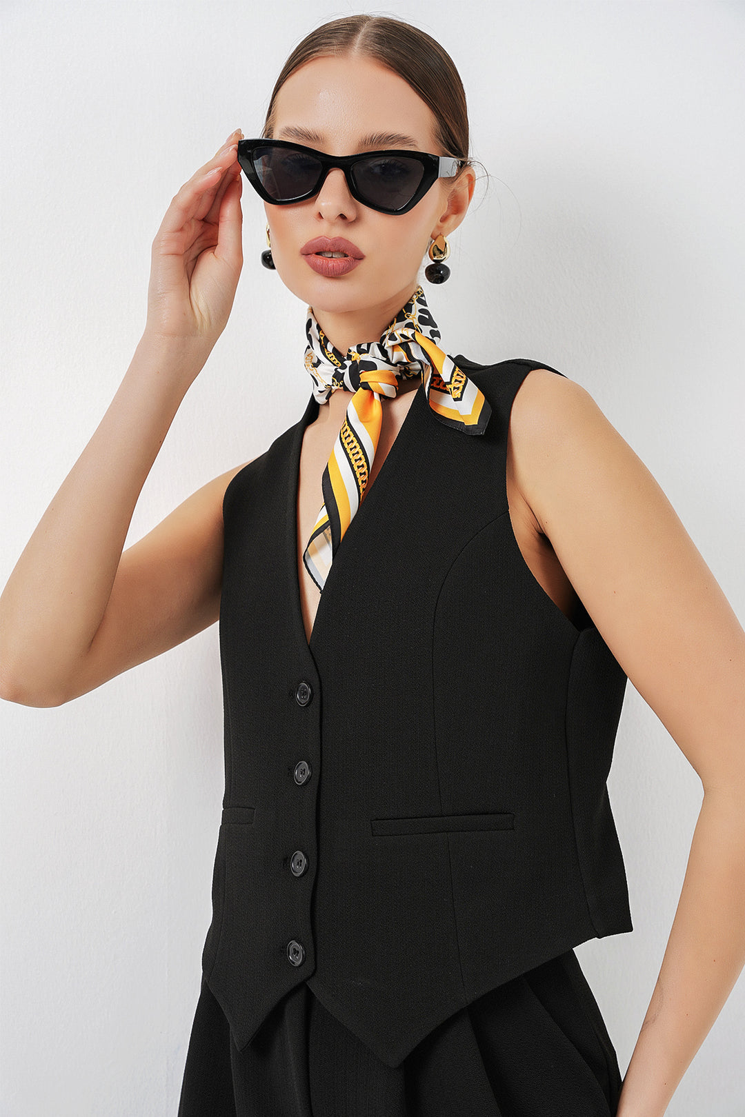 BGD Women Kadın Yelek Pantolon İkili Takım 30091 - Siyah - Portland