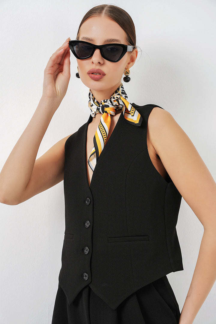 BGD Women Kadın Yelek Pantolon İkili Takım 30091 - Siyah - Portland