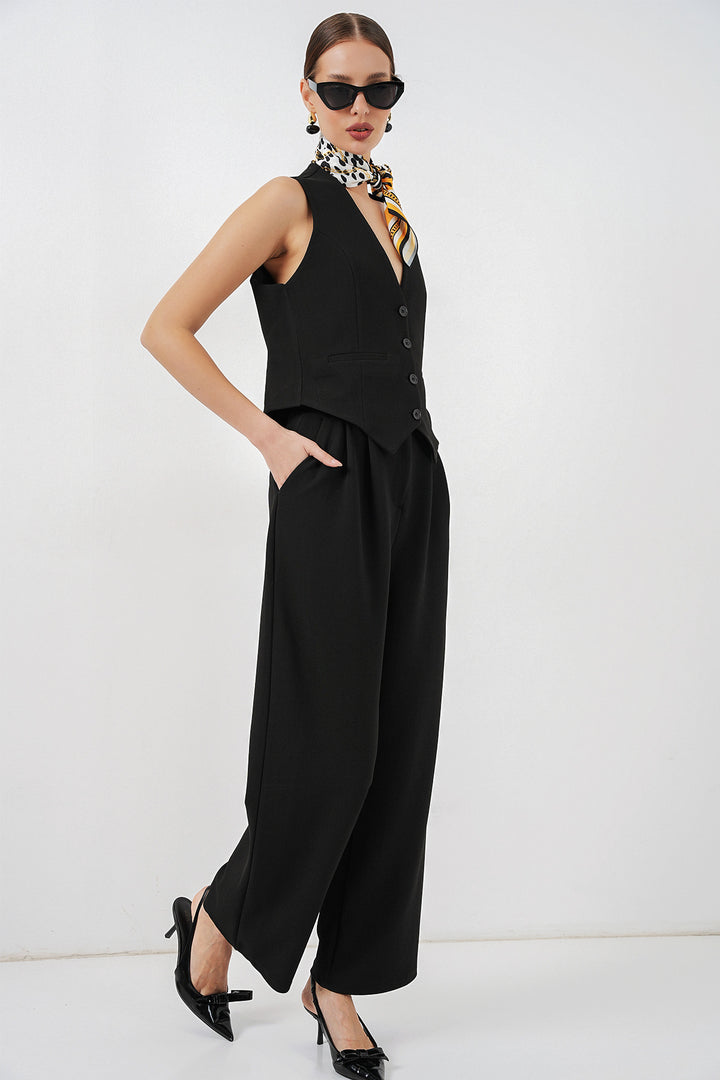 BGD Women Kadın Yelek Pantolon İkili Takım 30091 - Siyah - Portland