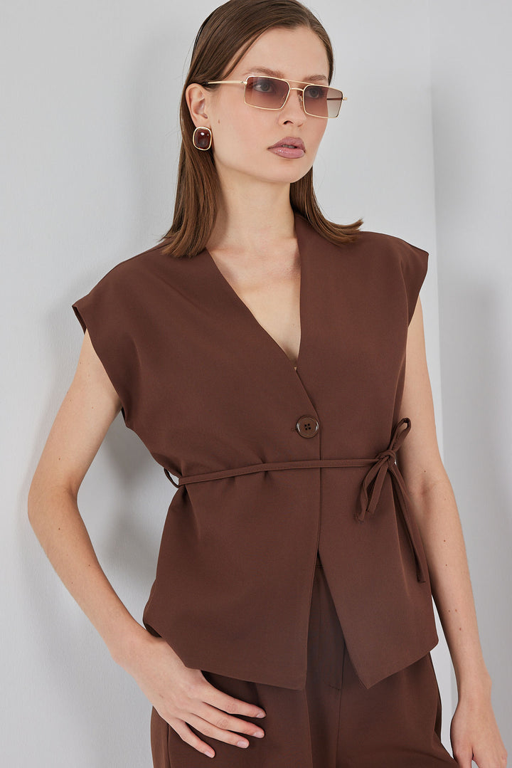 BGD Women Woman Vest Pants Fabric Set 30050 - Brown - Burlington