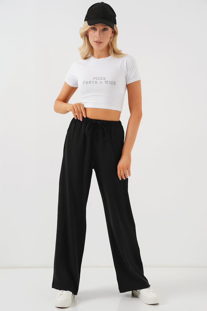 BGD Women Women's High Waist Wide Leg Pants - Black - Mooresville