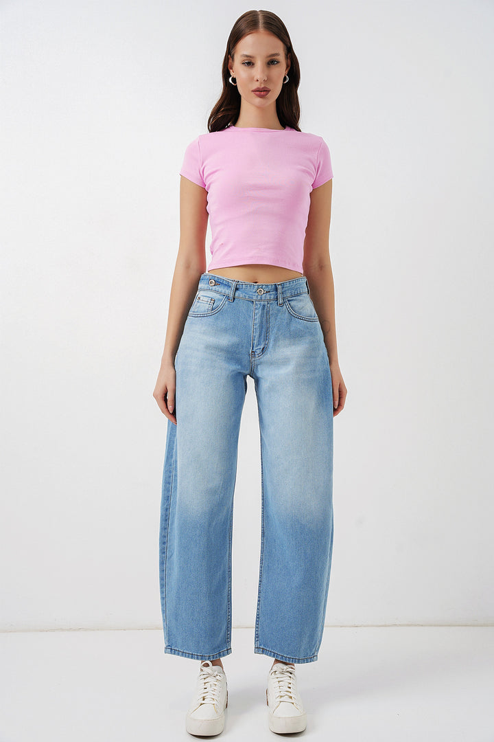 BGD Women Kadın Yüksek Bel Kot Pantolon 30081 - Açık Mavi - Hamilton