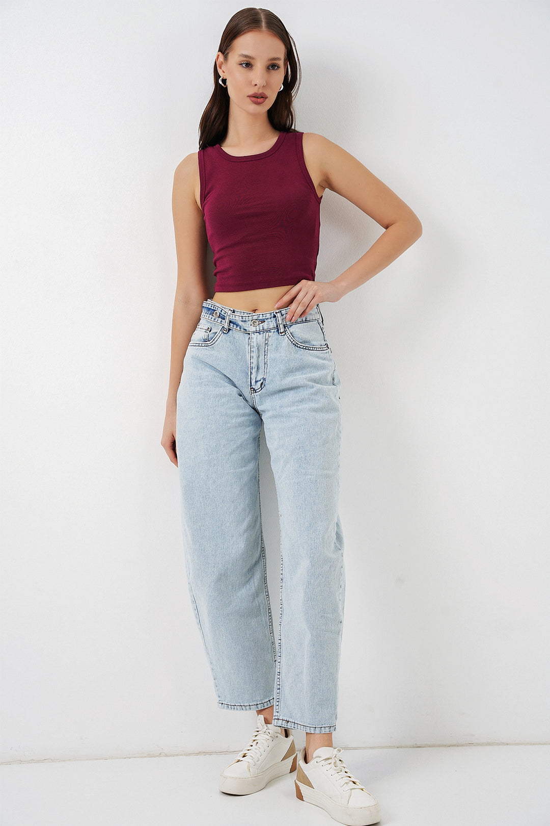 BGD Women Kadın Yüksek Bel Kot Pantolon 30081 - Buz Mavi - Freehold