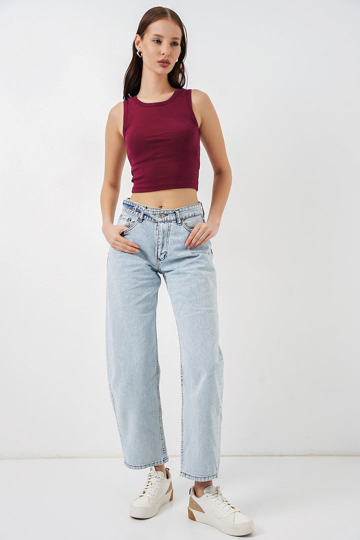 BGD Women Kadın Yüksek Bel Kot Pantolon 30081 - Buz Mavi - Freehold
