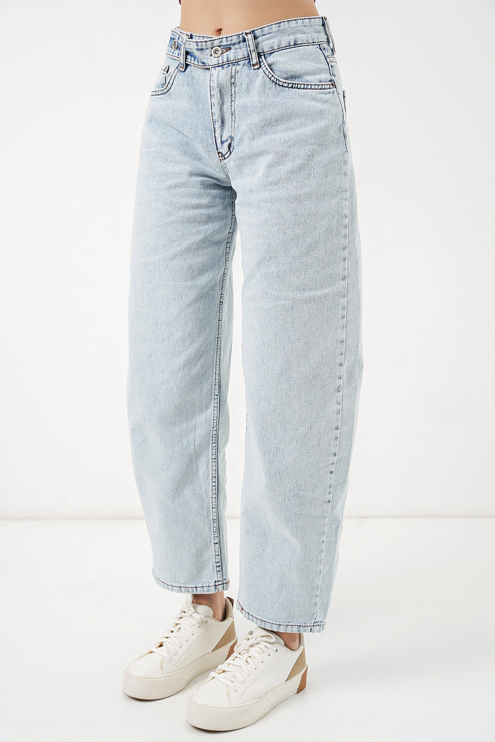 BGD Women Kadın Yüksek Bel Kot Pantolon 30081 - Buz Mavi - Freehold
