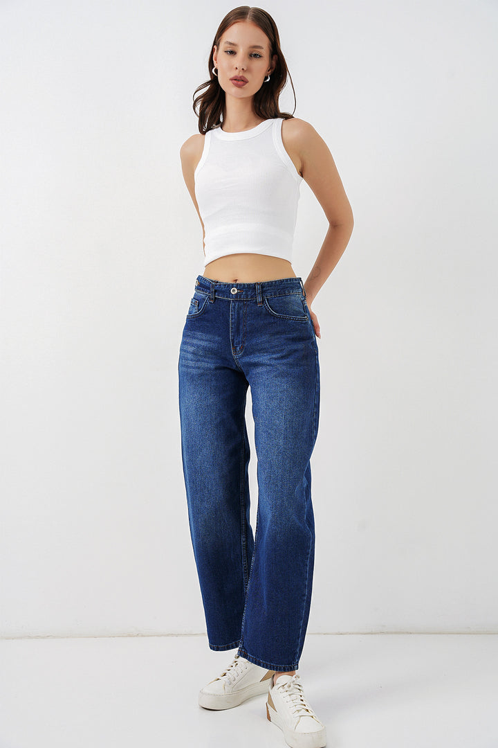 BGD Women Kadın Yüksek Bel Kot Pantolon 30081 - Lacivert - Centreville