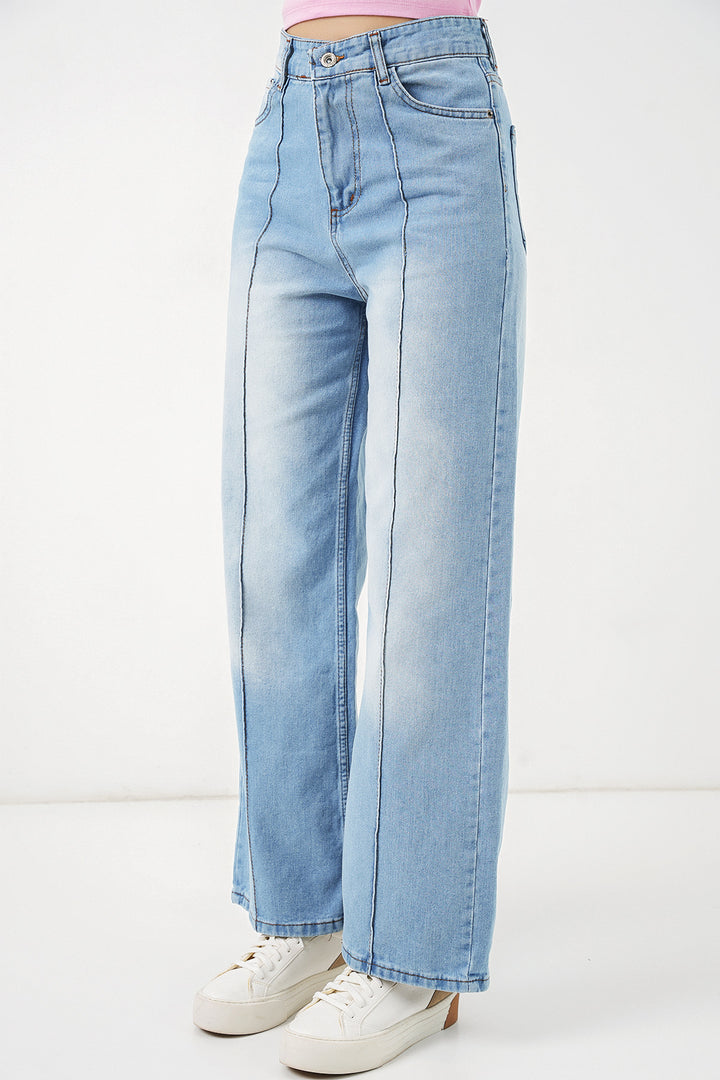 BGD Women Kadın Yüksek Bel Kot Pantolon 30082 - Açık Mavi - Houten