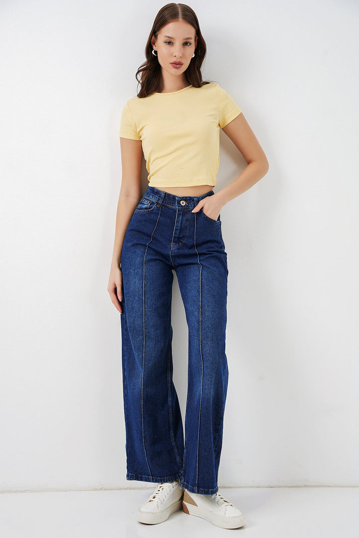 BGD Women Kadın Yüksek Bel Kot Pantolon 30082 - Lacivert - Emmen