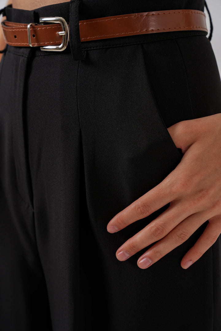 BGD Women Kadın Yüksek Bel Palazzo Pantolon 30051 - Siyah - Palm Springs