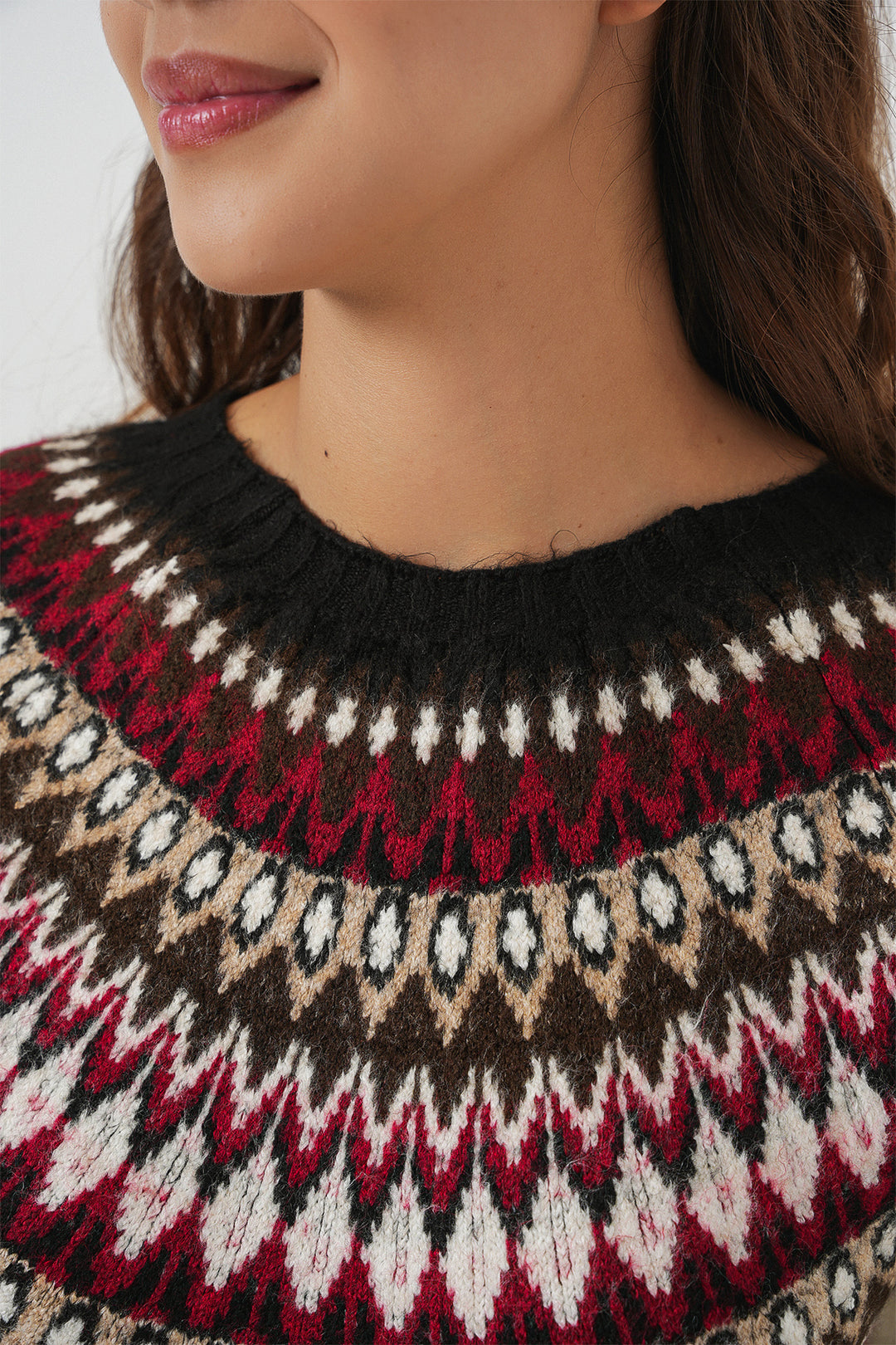 BGD Women Kadın Desenli Triko Kazak 15932 - Ekru - Perth