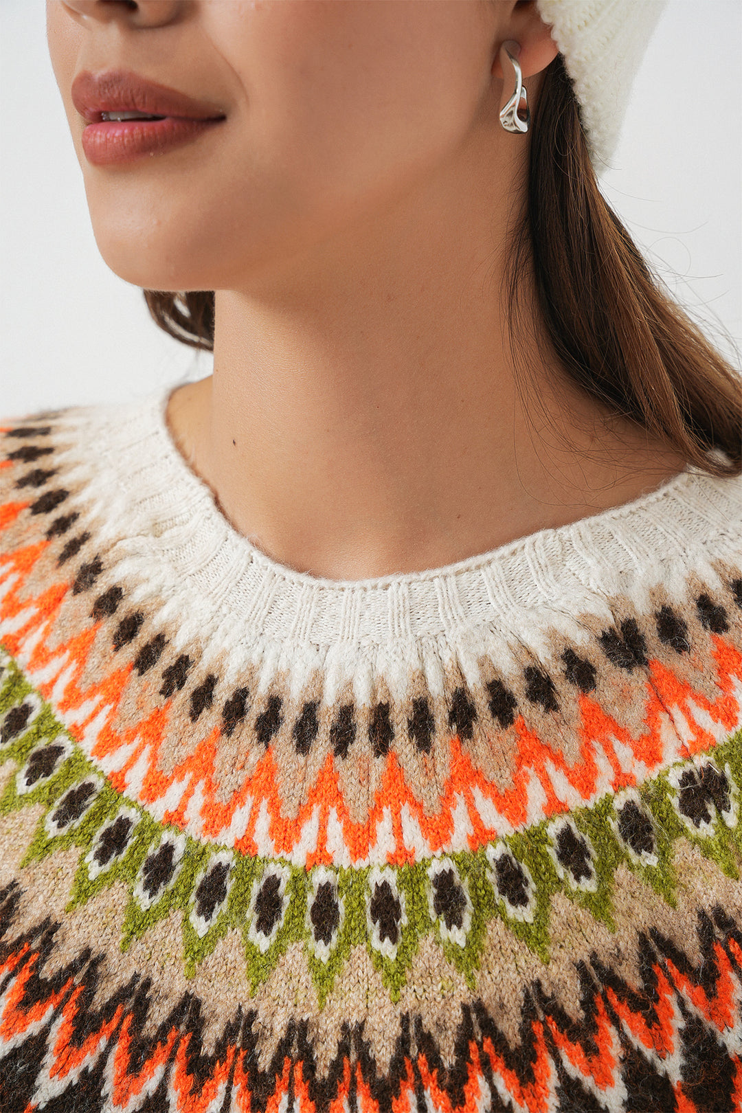 BGD Women Woman Patterned Sweater 15932 - Brown - Imola