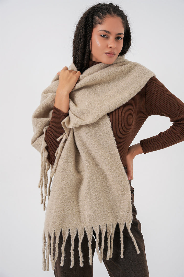 BGD Women Kadın Yumuşak Dokulu Kalın Şal Atkı 15951 - A.Bej - Boynton Beach