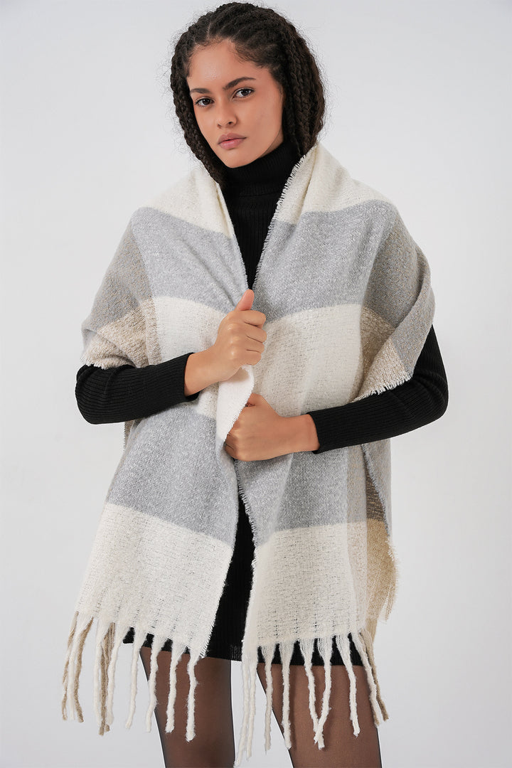 BGD Women Kadın Yumuşak Dokulu Kalın Şal Atkı 15951 - A.Gri - Somerville