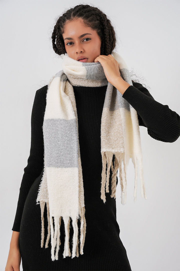 BGD Women Kadın Yumuşak Dokulu Kalın Şal Atkı 15951 - A.Gri - Somerville