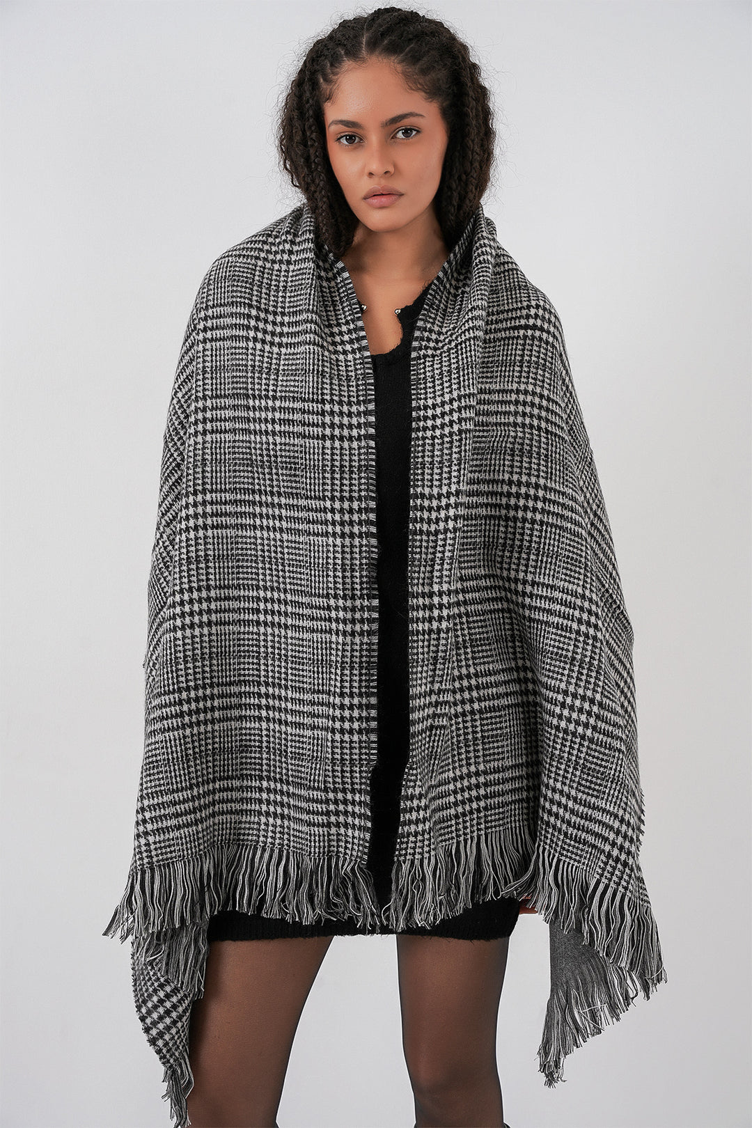 BGD Women Kadın Yumuşak Dokulu Kalın Şal Atkı 15951 - Antrasit - Attleboro