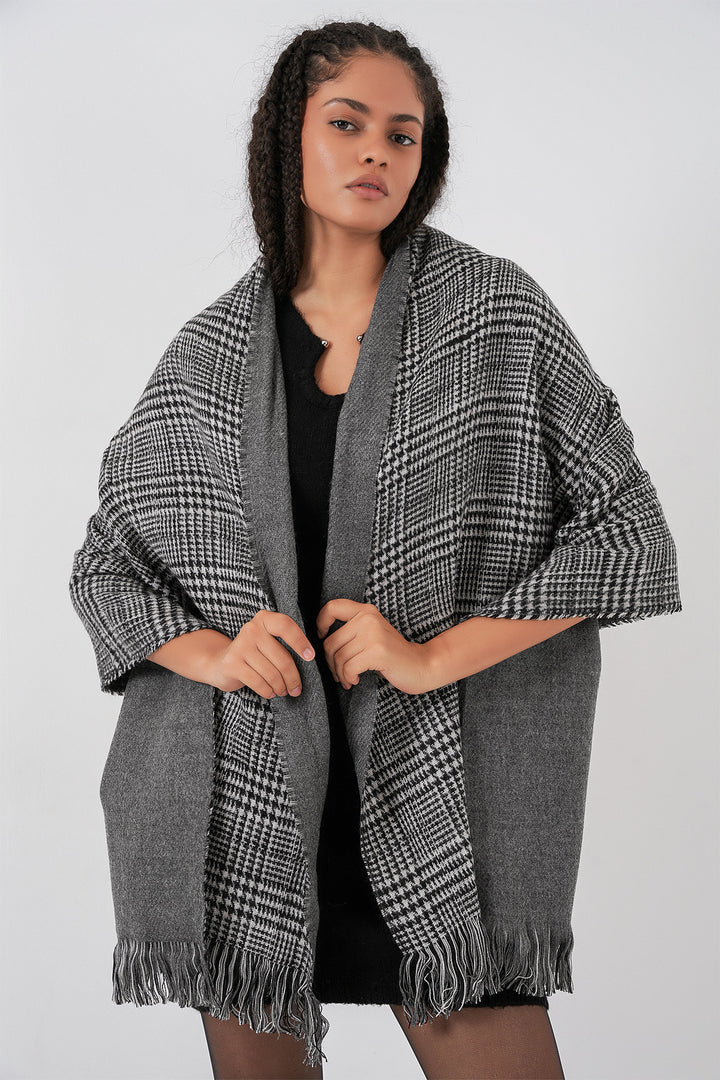 BGD Women Kadın Yumuşak Dokulu Kalın Şal Atkı 15951 - Antrasit - Attleboro