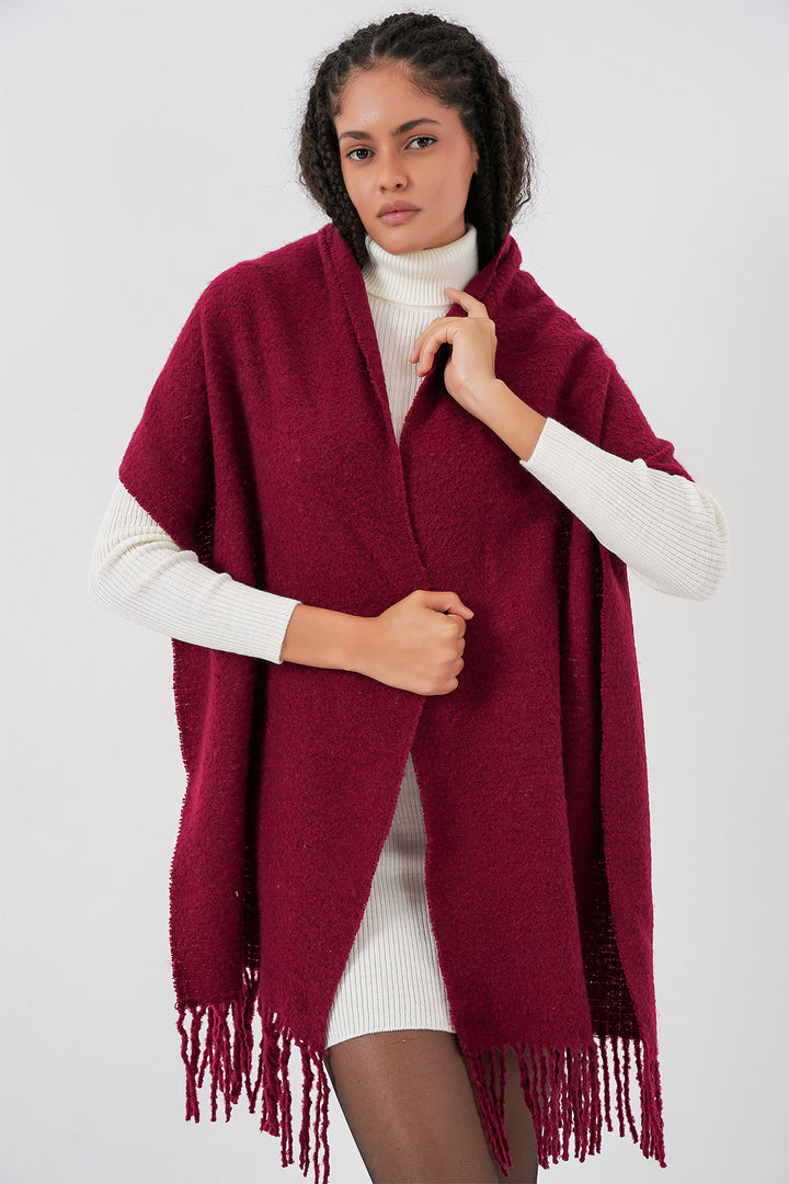 BGD Women Woman Soft Textured Thick Scarf 15951 - Burgundy - Porto
