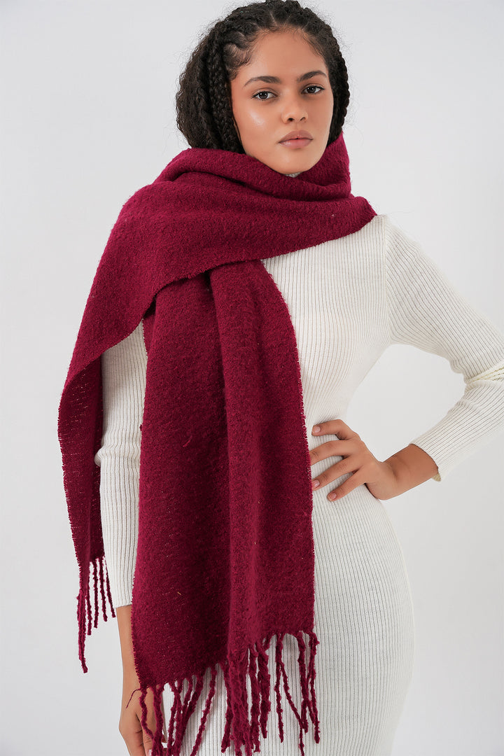 BGD Women Woman Soft Textured Thick Scarf 15951 - Burgundy - Porto
