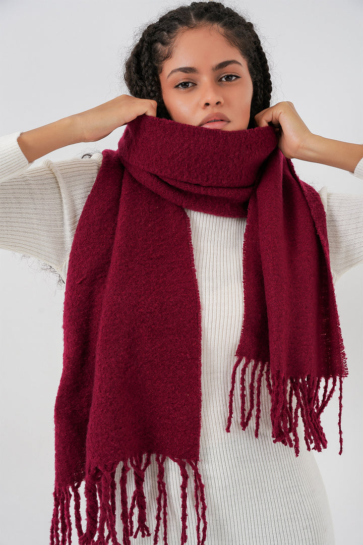 BGD Women Woman Soft Textured Thick Scarf 15951 - Burgundy - Porto