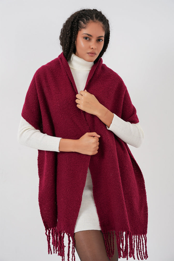 BGD Women Woman Soft Textured Thick Scarf 15951 - Burgundy - Porto