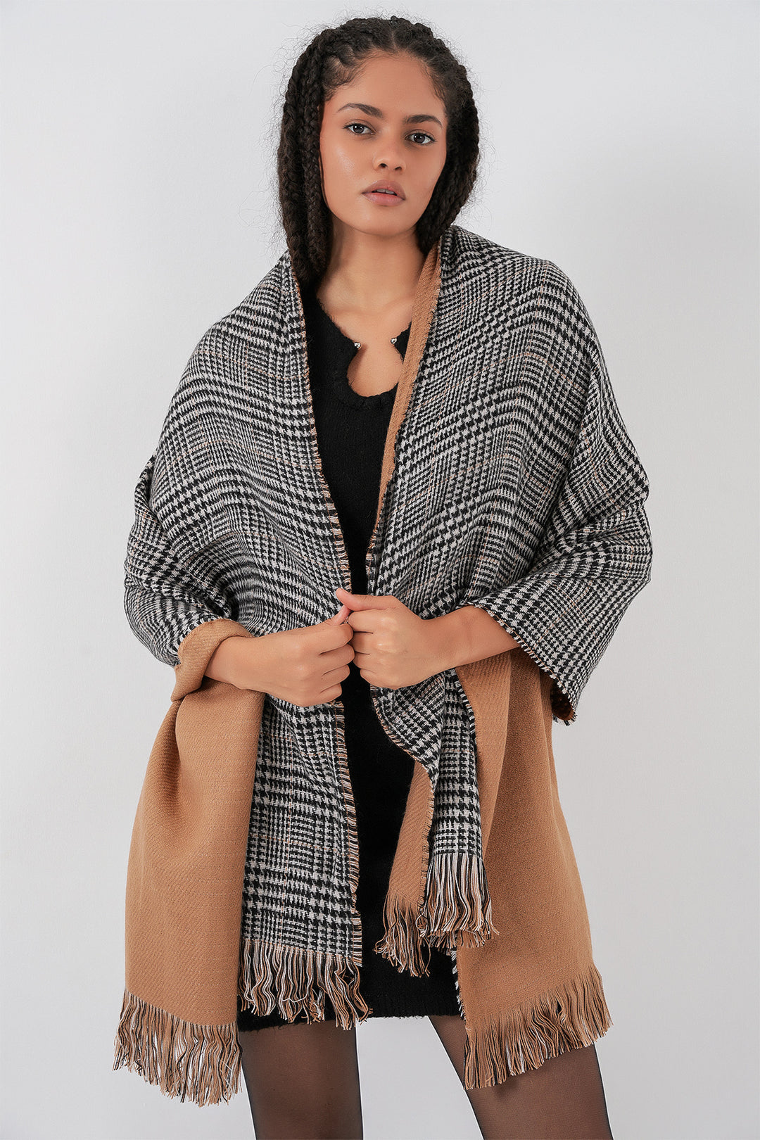 BGD Women Women Soft Textured Thick Shawl Scarf 15951 - Camel - Addison