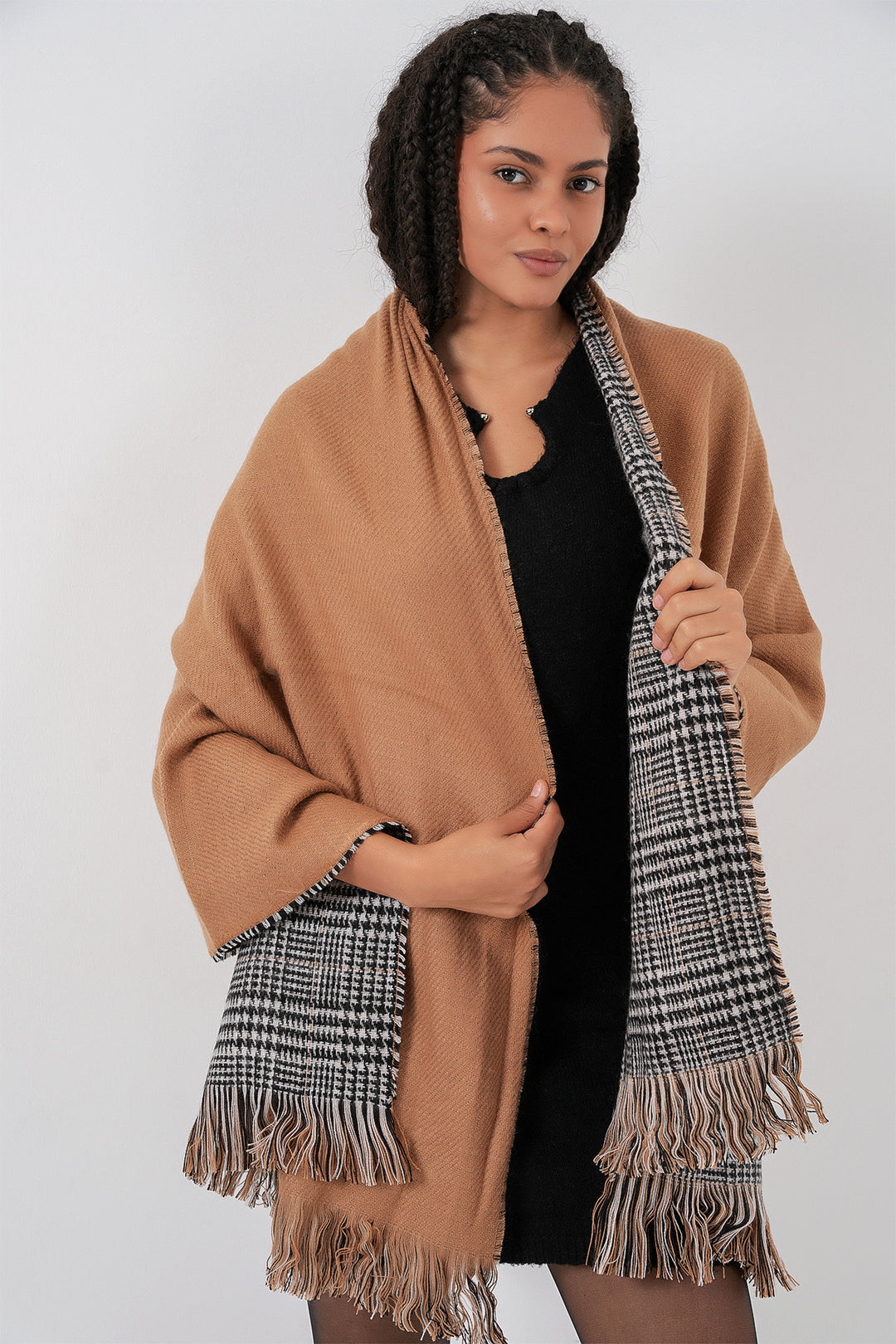 BGD Women Women Soft Textured Thick Shawl Scarf 15951 - Camel - Addison