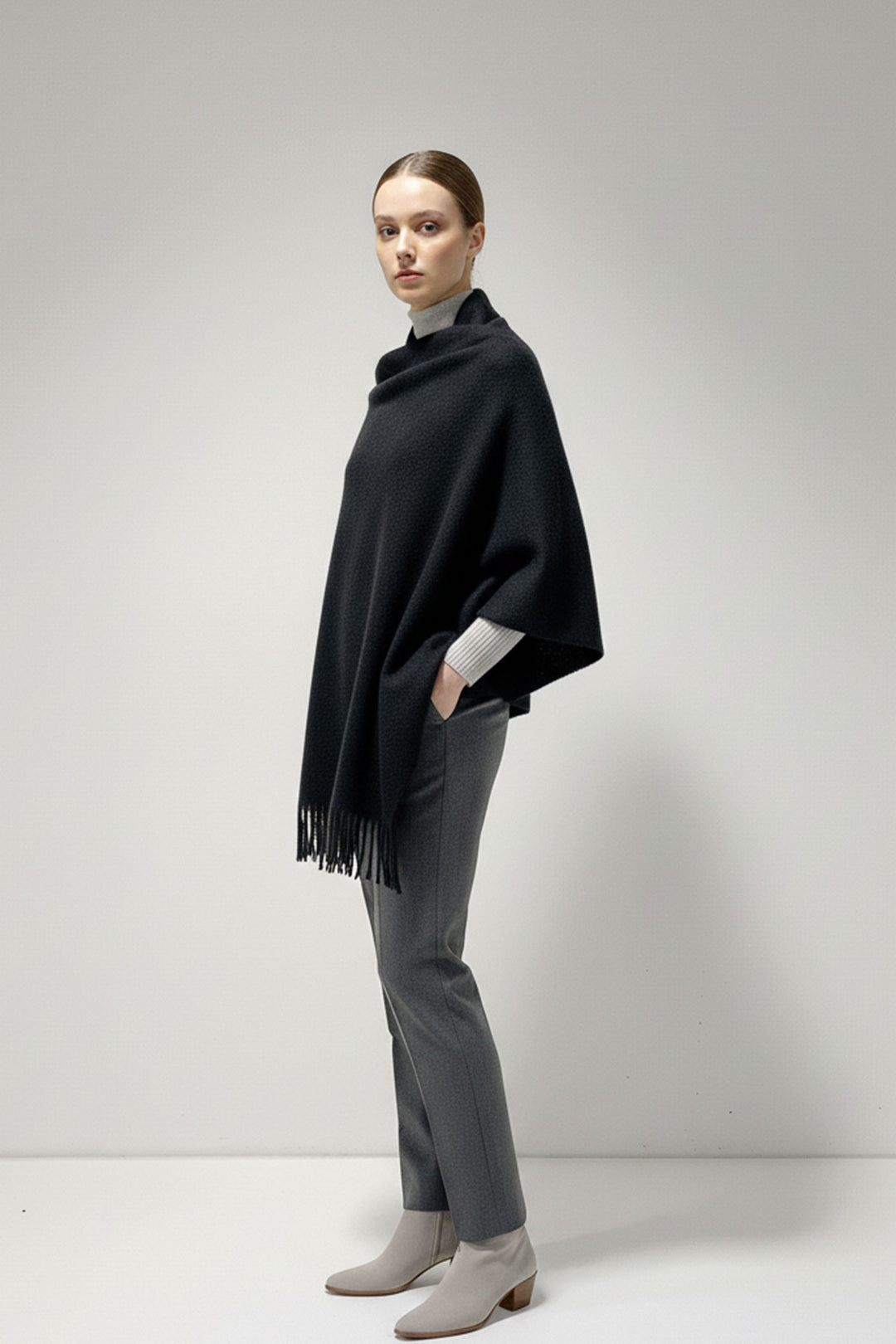 BGD Women Woman Soft Textured Thick Scarf 15951 - Dark Black - Cumberland