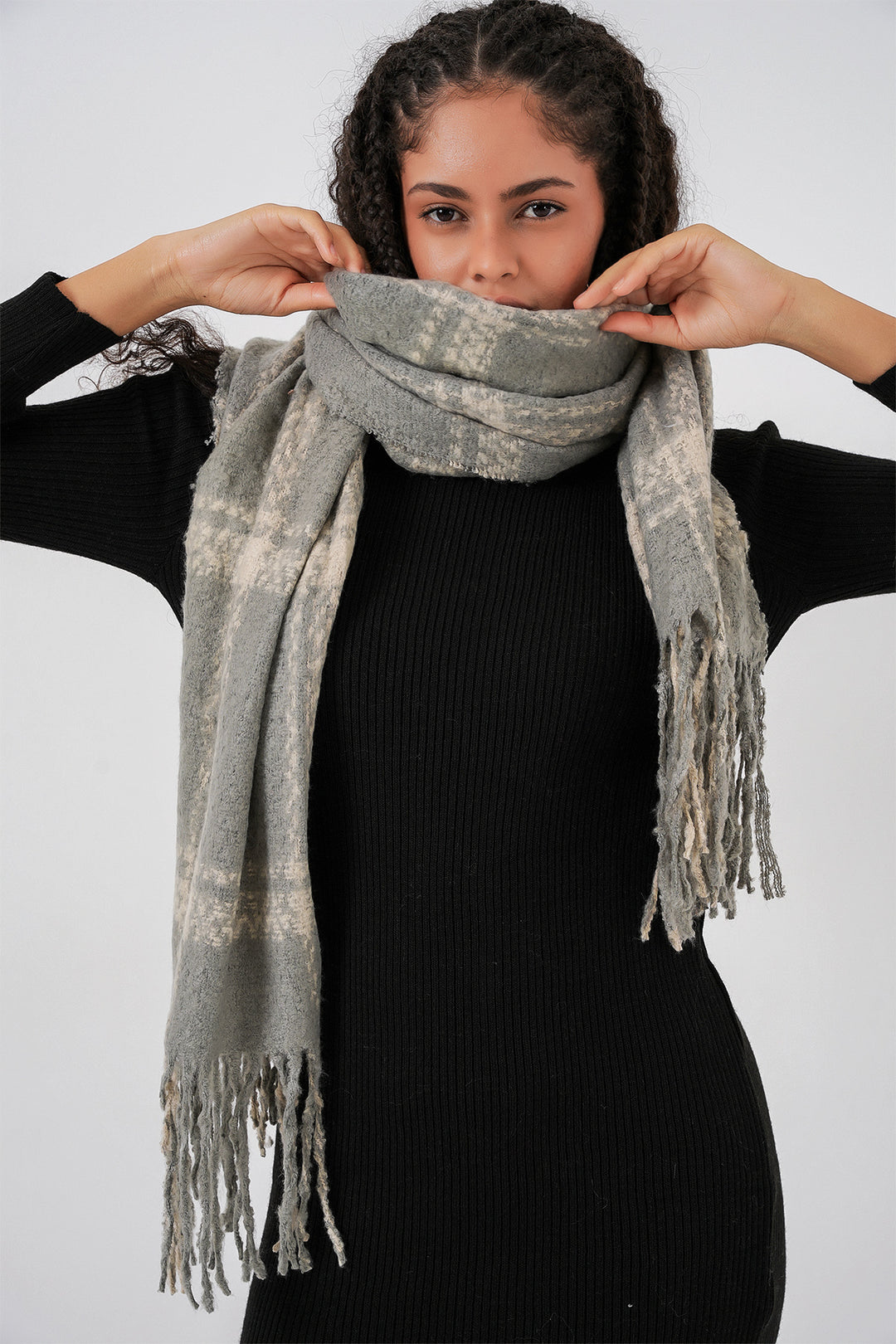 BGD Women Woman Soft Textured Thick Scarf 15951 - Dark Grey - Lakeshore