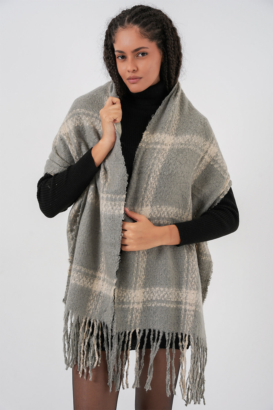 BGD Women Woman Soft Textured Thick Scarf 15951 - Dark Grey - Lakeshore