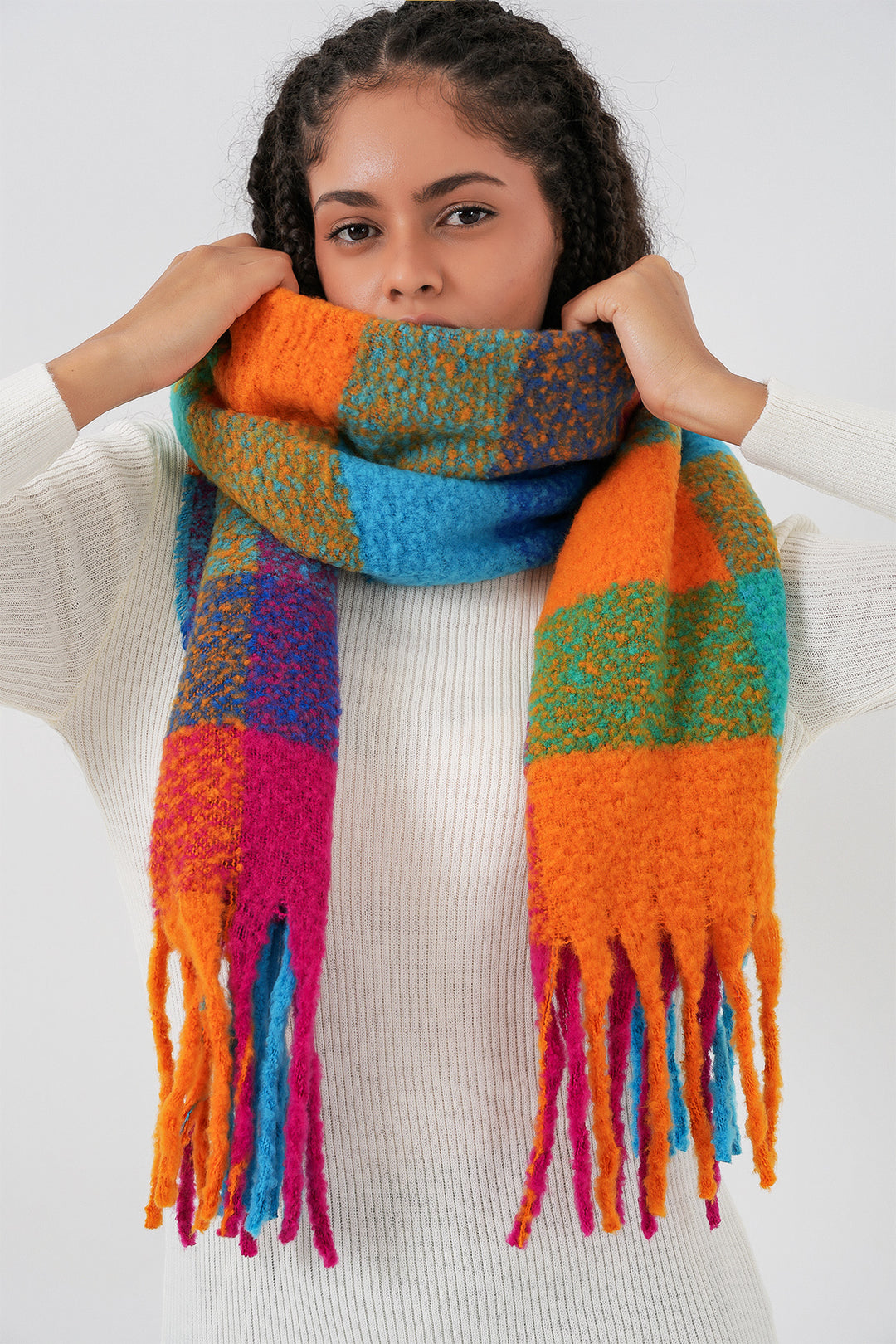 BGD Women Woman Soft Textured Thick Scarf 15951 - Fuchsia - San Miguel de Allende