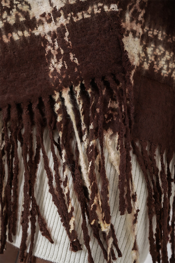 BGD Women Woman Soft Textured Thick Shawl Scarf 15951 - Brown - Novara