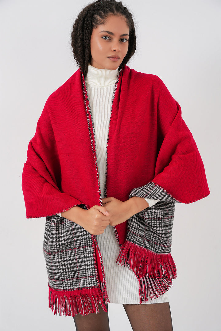 BGD Women Women's Soft Textured Thick Scarf Shawl 15951 - Red - Lamía