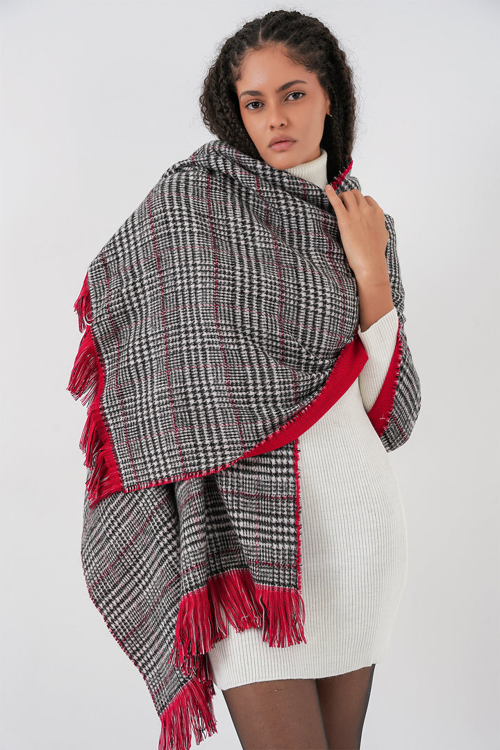 BGD Women Women's Soft Textured Thick Scarf Shawl 15951 - Red - Lamía