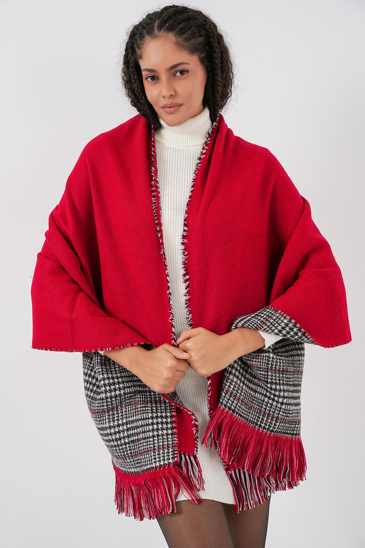 BGD Women Women's Soft Textured Thick Scarf Shawl 15951 - Red - Lamía