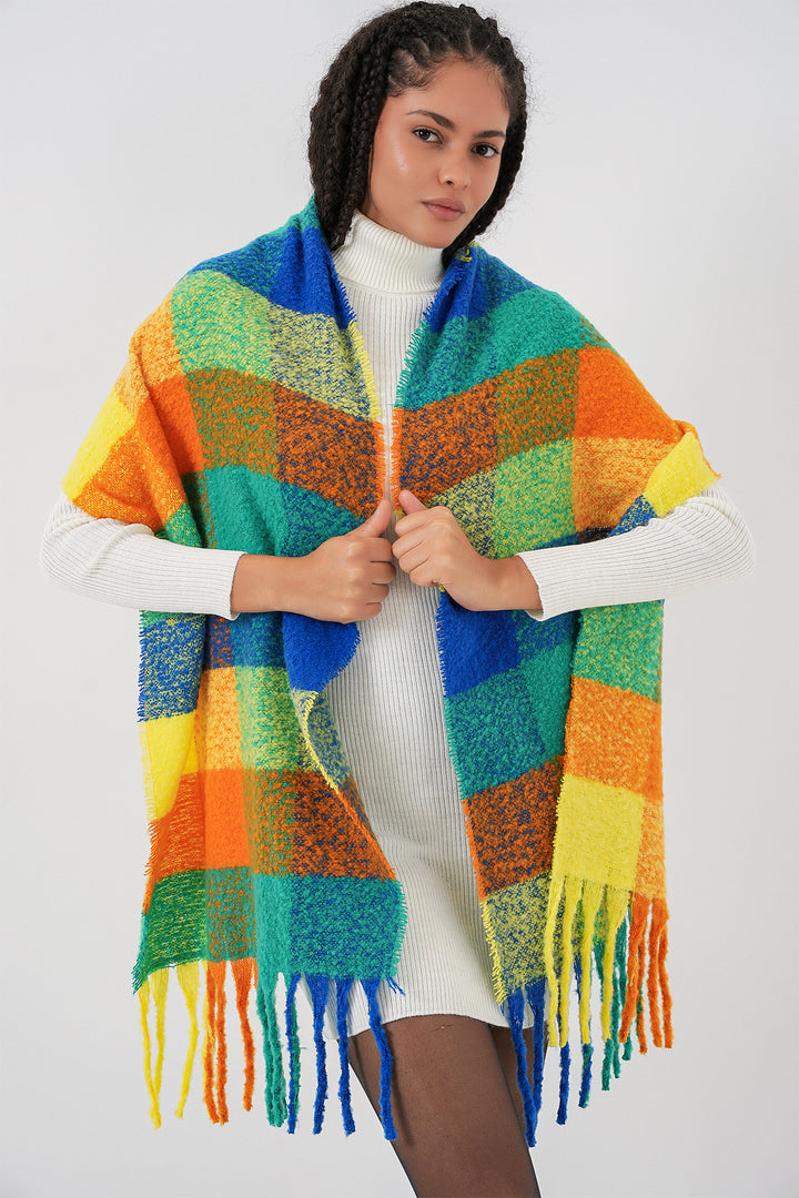 BGD Women Woman Soft Textured Thick Shawl Scarf 15951 - Yellow - Khartsyzk