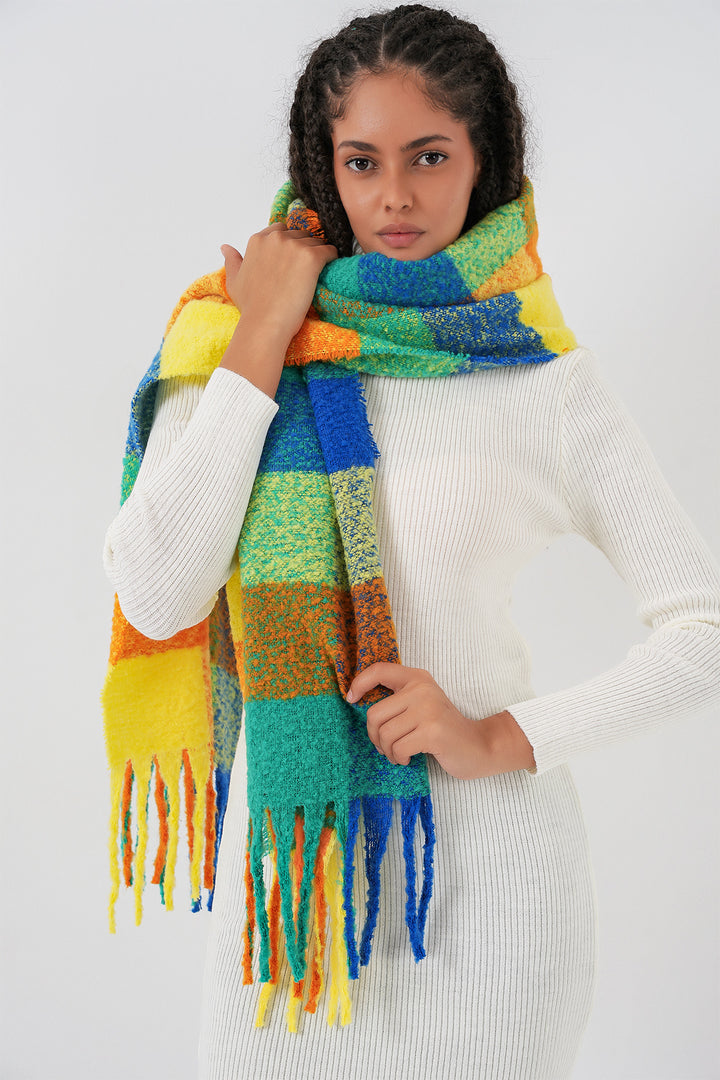 BGD Women Woman Soft Textured Thick Shawl Scarf 15951 - Yellow - Khartsyzk