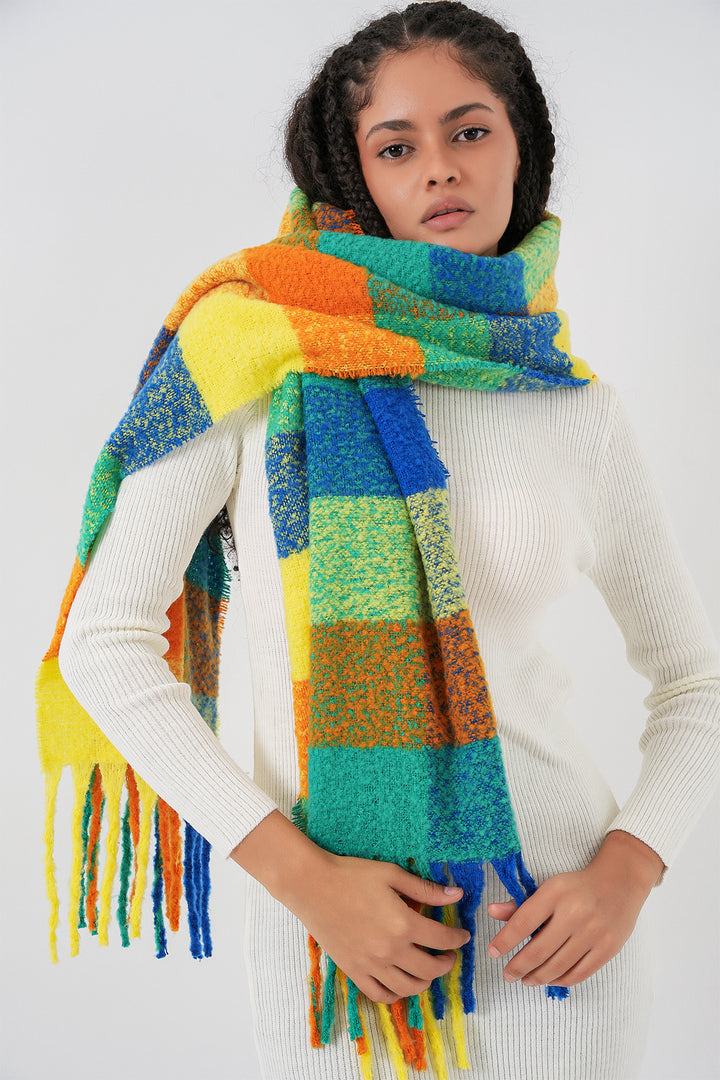 BGD Women Woman Soft Textured Thick Shawl Scarf 15951 - Yellow - Khartsyzk